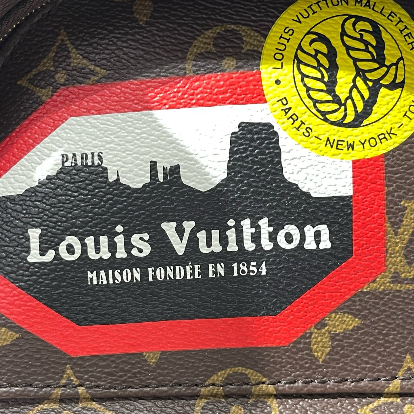 Louis Vuitton - Palm Springs Mini Backpack - Monogram coated canvas with leather trim - Brown with Multicolour Patches - (mini)