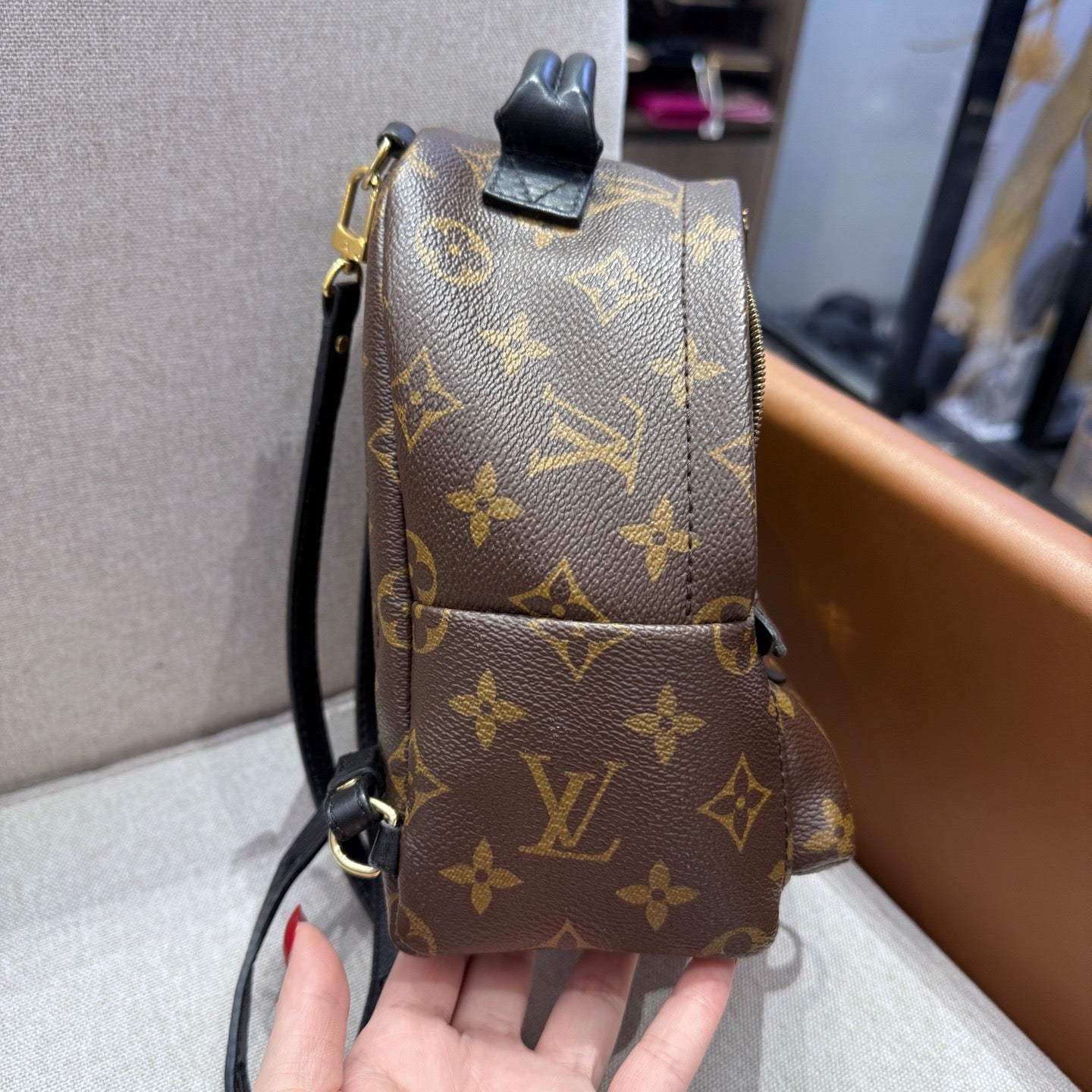 Louis Vuitton - Palm Springs Mini Backpack - Monogram coated canvas with leather trim - Brown with black accents - (mini)