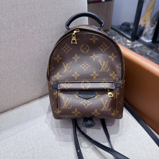 Louis Vuitton - Palm Springs Mini Backpack - Monogram coated canvas with leather trim - Brown with black accents - (mini)