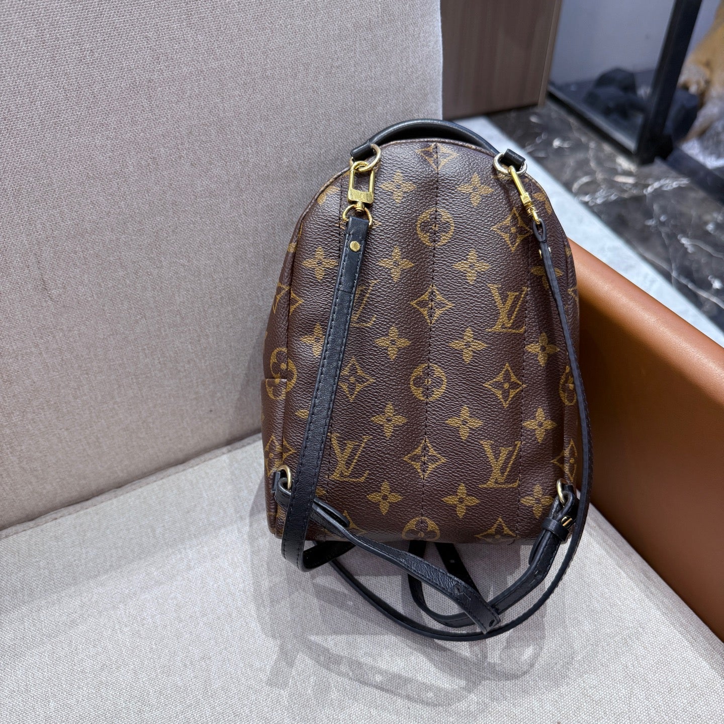 Louis Vuitton - Palm Springs Mini Backpack - Monogram coated canvas with leather trim - Brown with black accents - (mini)