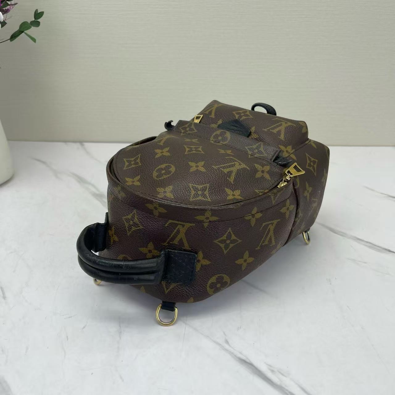 Louis Vuitton - Palm Springs Mini - Monogram coated canvas with leather trim - Brown with black trim - (mini)