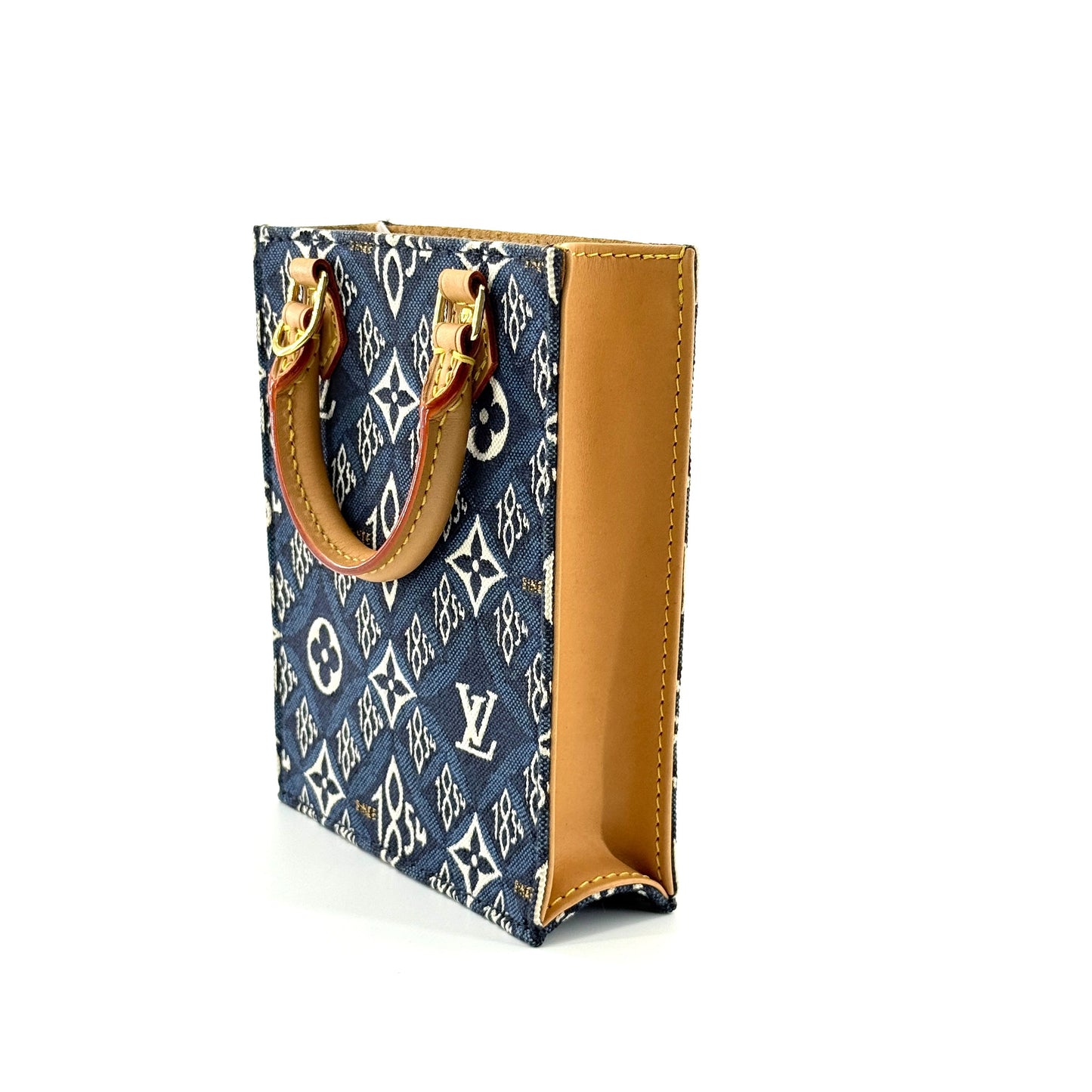 Louis Vuitton - Petit Sac Plat - Denim canvas and Vachetta leather - Blue - (mini)