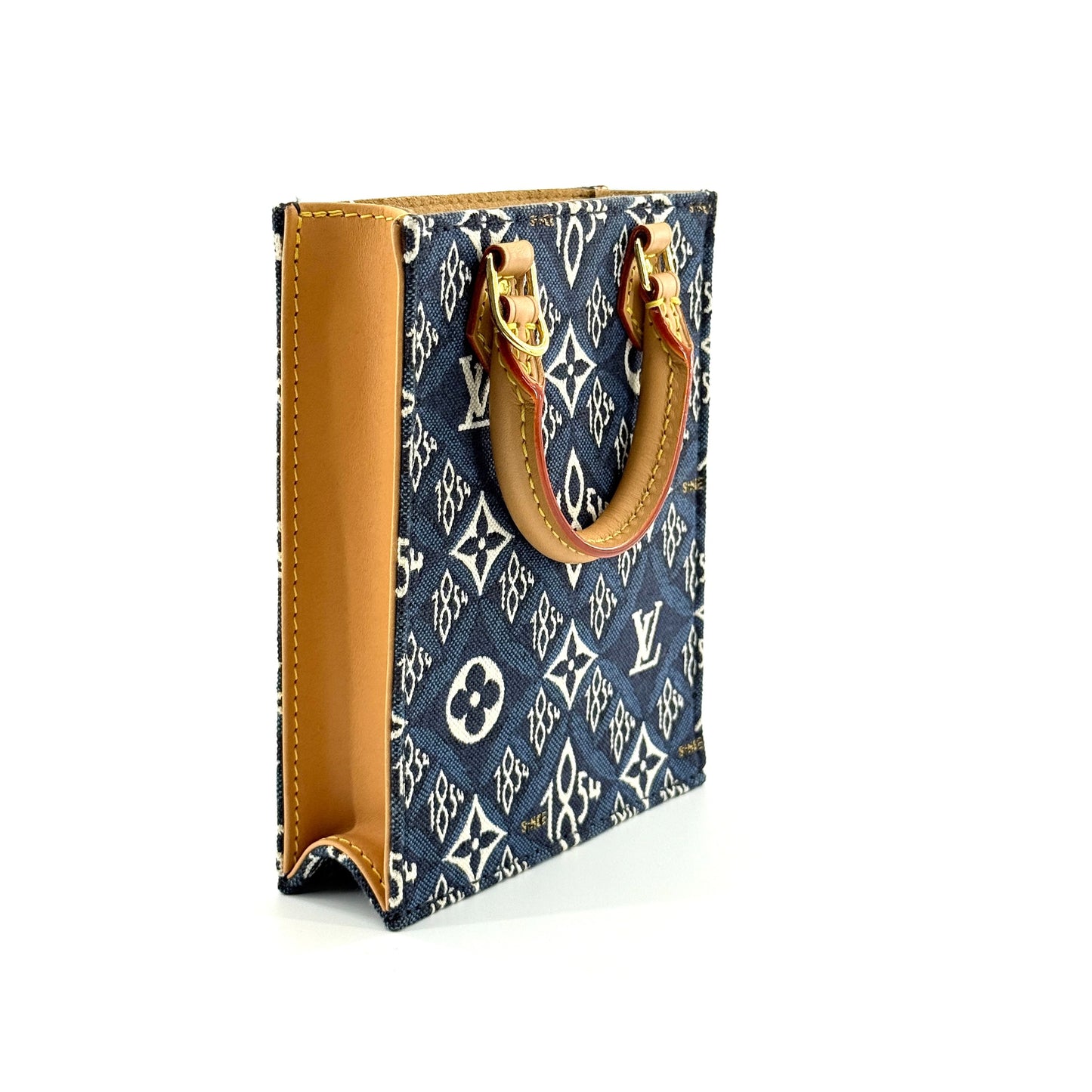 Louis Vuitton - Petit Sac Plat - Denim canvas and Vachetta leather - Blue - (mini)