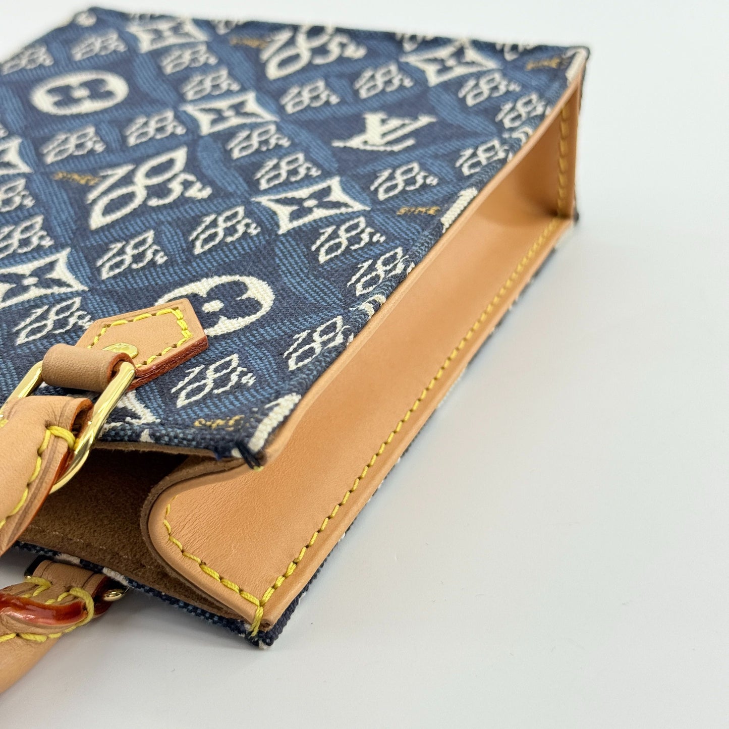 Louis Vuitton - Petit Sac Plat - Denim canvas and Vachetta leather - Blue - (mini)