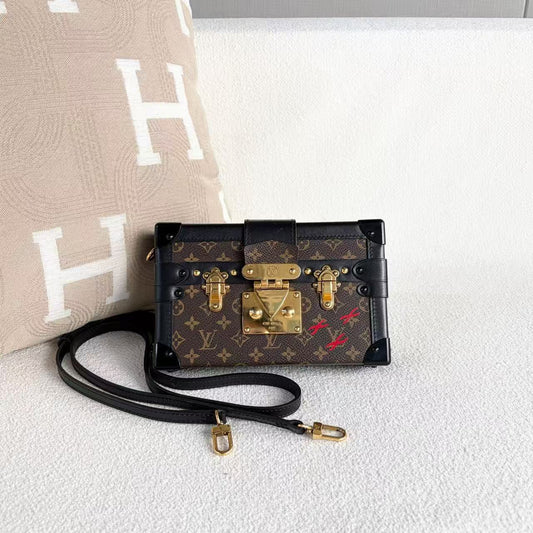 Louis Vuitton - Petite Malle - Monogram coated canvas with leather trim - Brown - (mini)