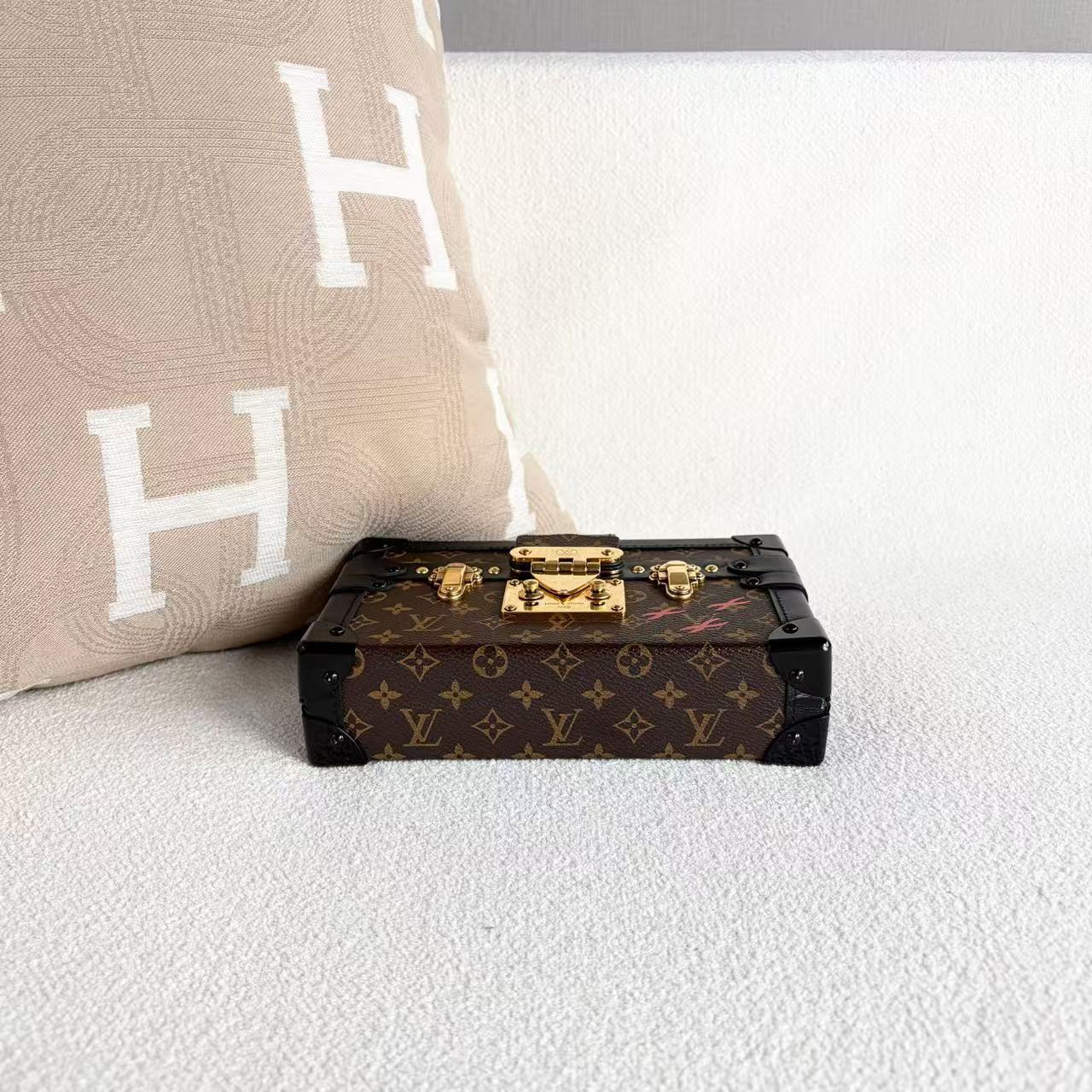 Louis Vuitton - Petite Malle - Monogram coated canvas with leather trim - Brown - (mini)