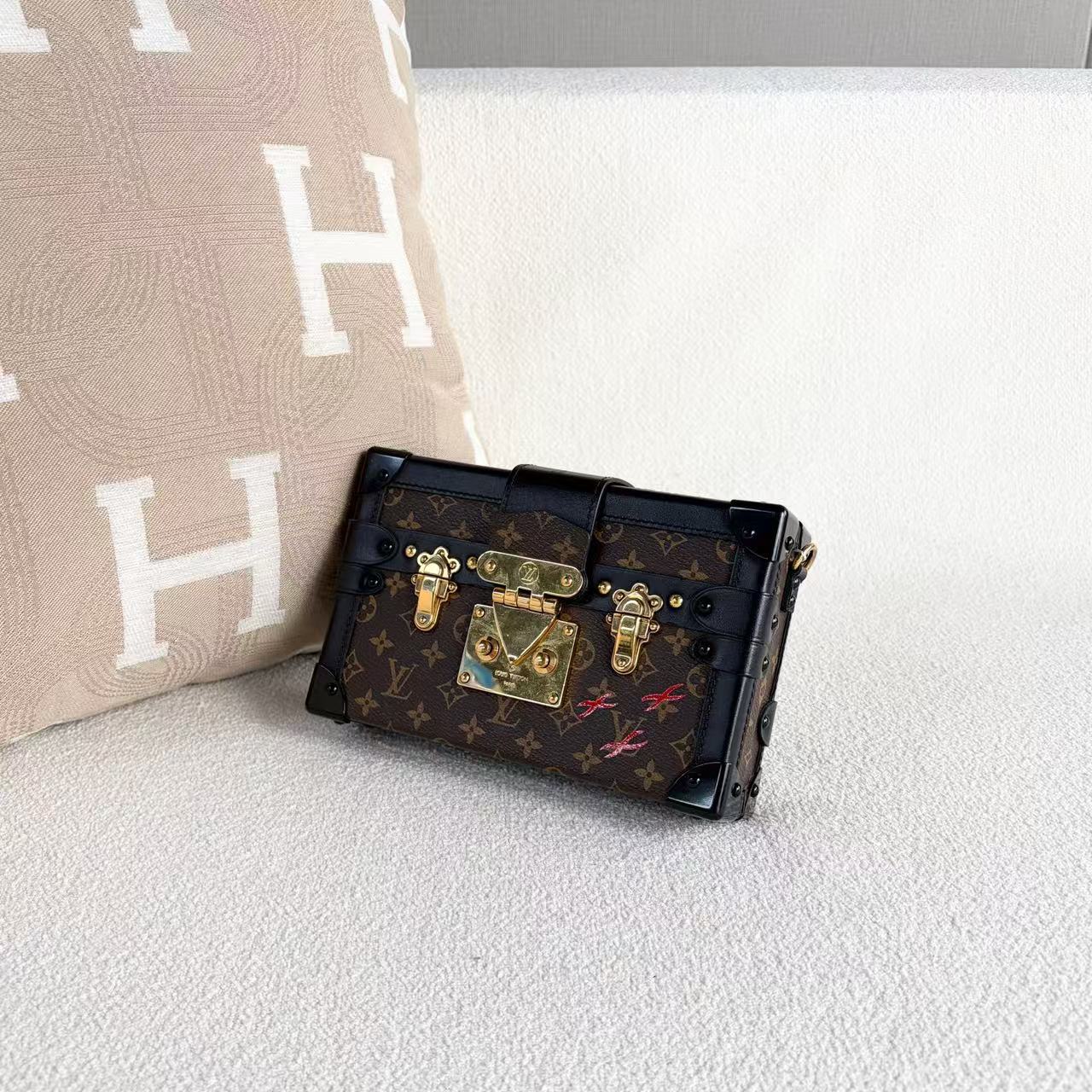 Louis Vuitton - Petite Malle - Monogram coated canvas with leather trim - Brown - (mini)