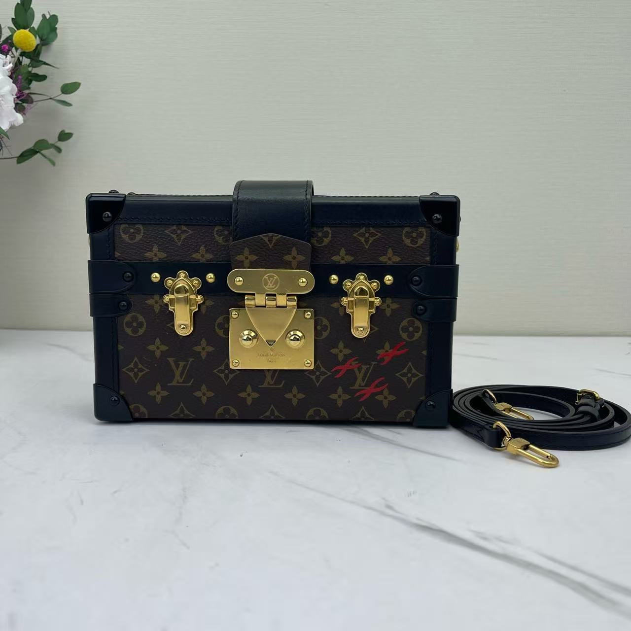 Louis Vuitton - Petite Malle - Monogram coated canvas with leather trim - Brown - (small)