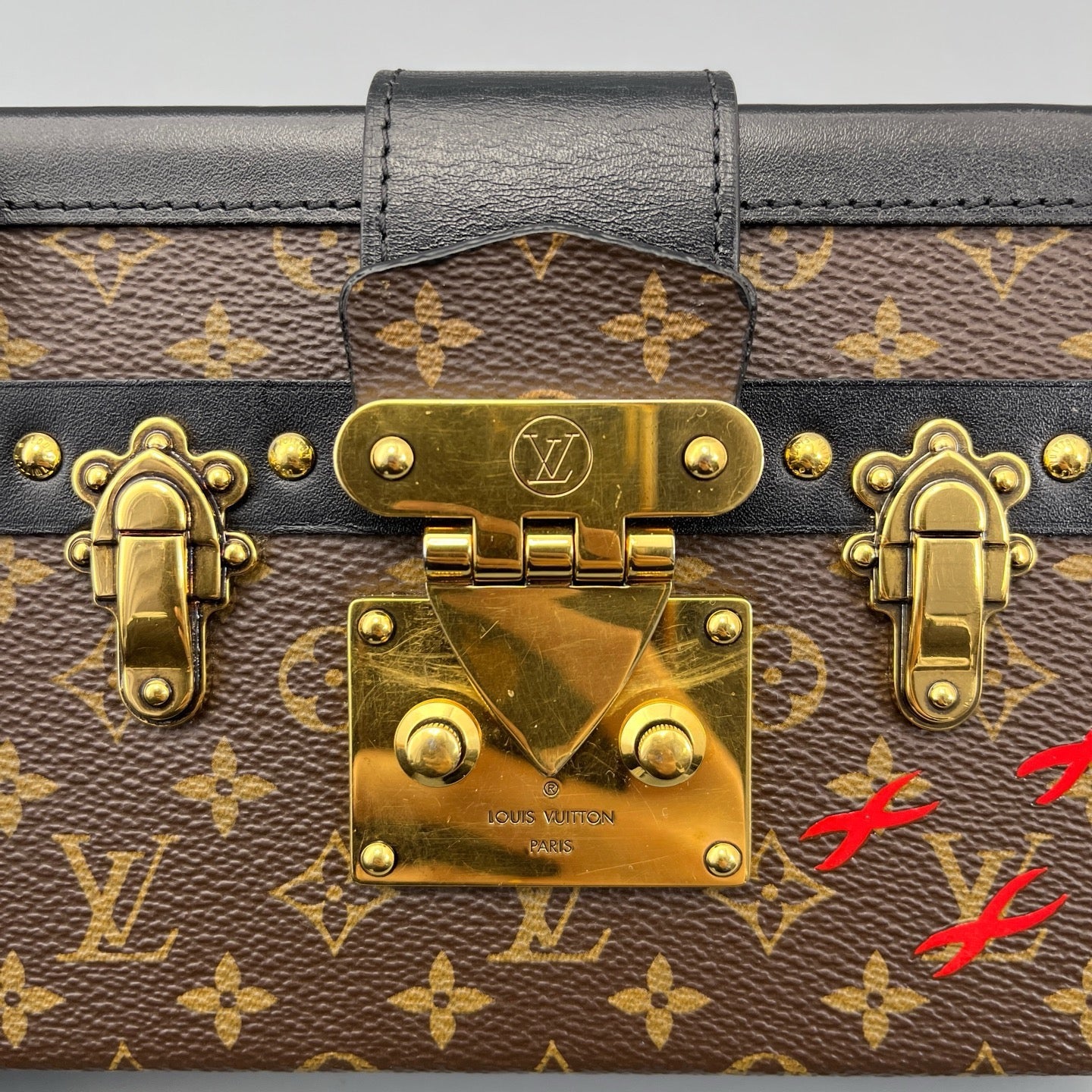 Louis Vuitton - Petite Malle - Monogram coated canvas with leather trim - Brown with Black and Gold-Tone Hardware - (mini)