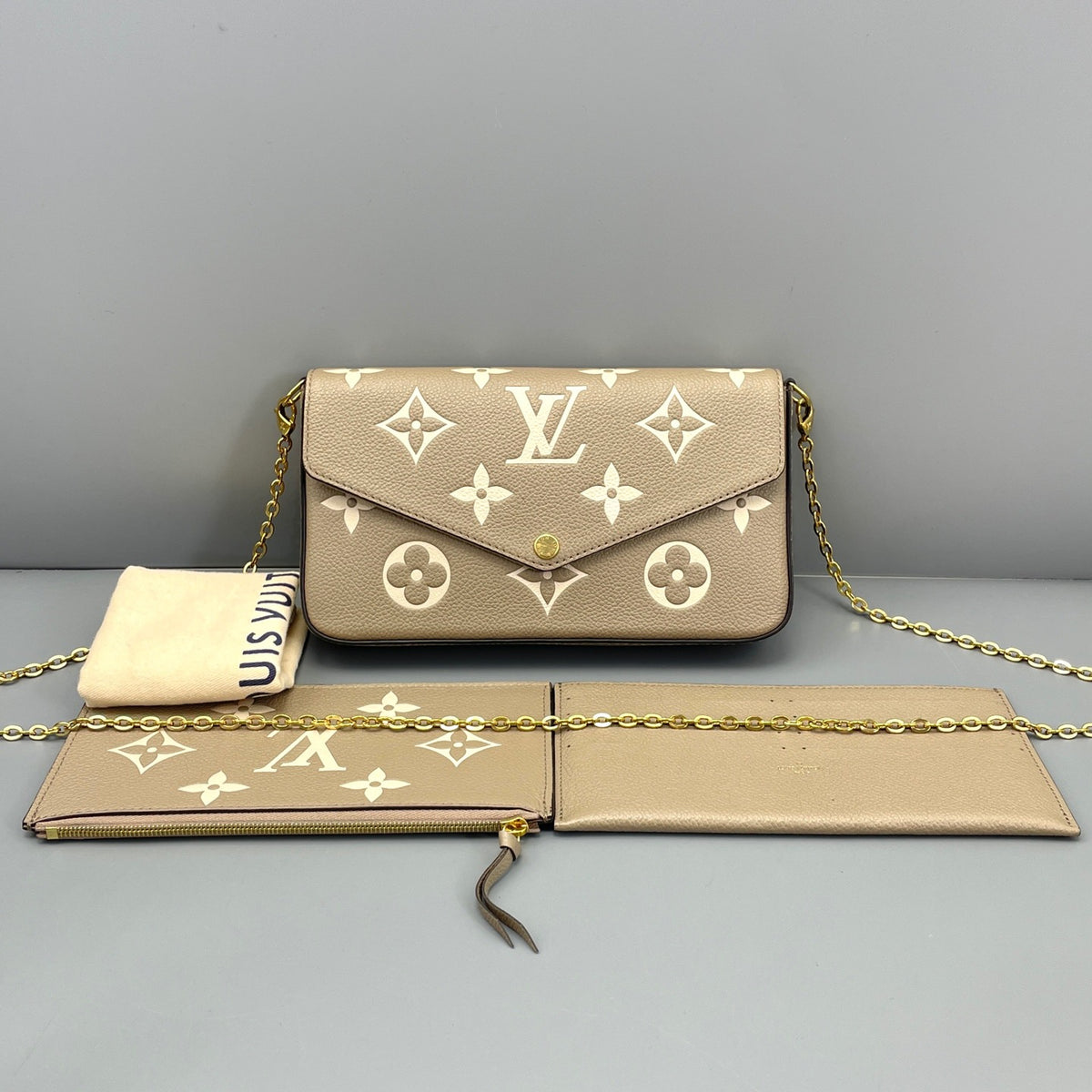 Louis Vuitton - Pochette Felicie - Leather - Grey - (mini)