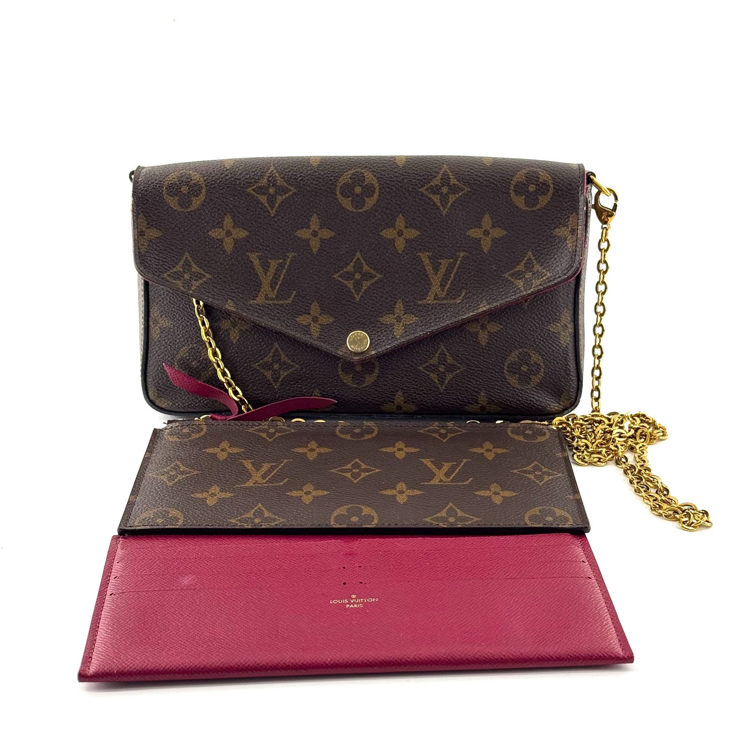 Louis Vuitton - Pochette Felicie - Monogram canvas with leather trim - Brown with Magenta interior - (mini)