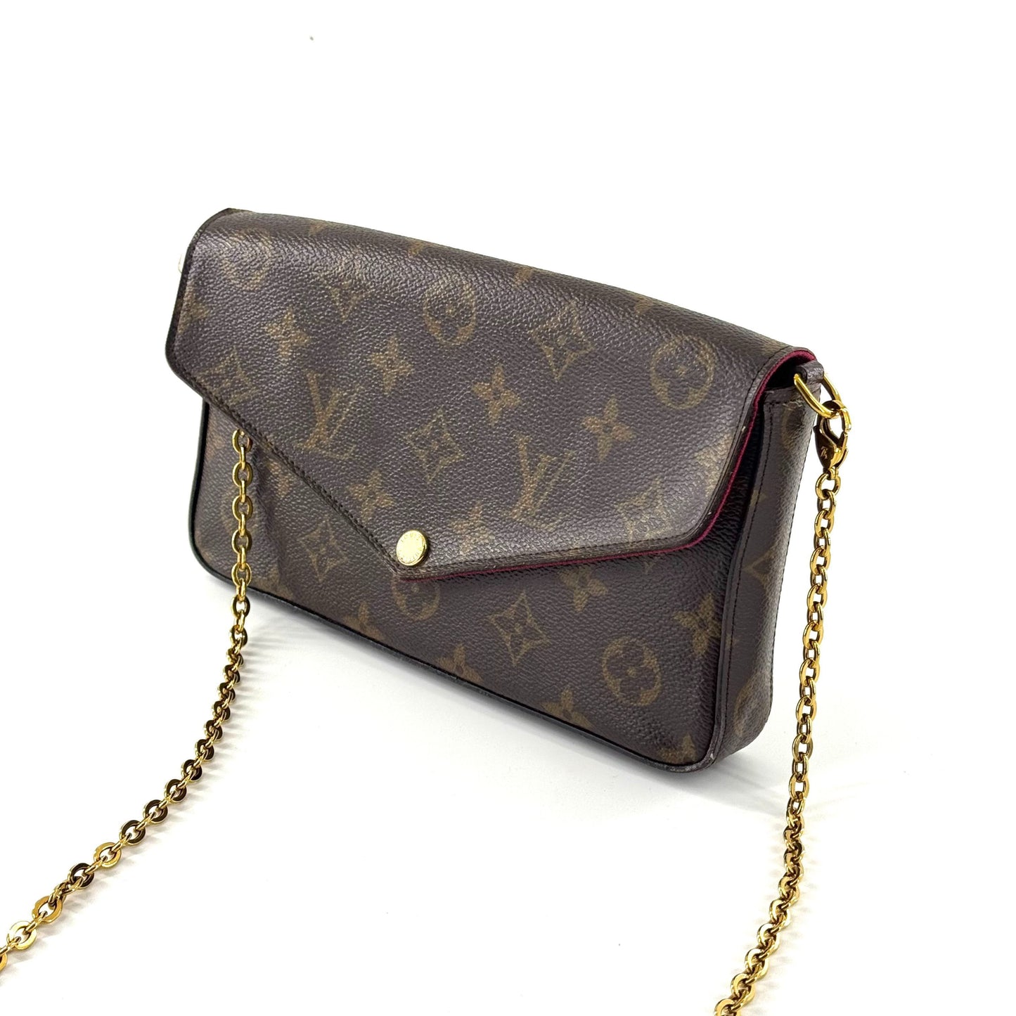 Louis Vuitton - Pochette Felicie - Monogram canvas with leather trim - Brown with Magenta interior - (mini)