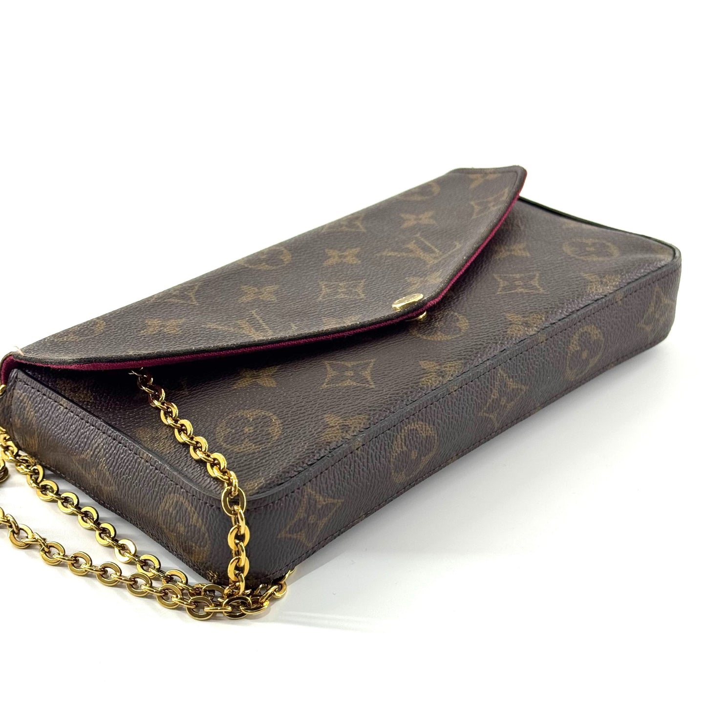 Louis Vuitton - Pochette Felicie - Monogram canvas with leather trim - Brown with Magenta interior - (mini)