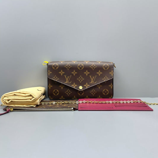 Louis Vuitton - Pochette Felicie - Monogram coated canvas and leather - Brown with Red interior - (mini)