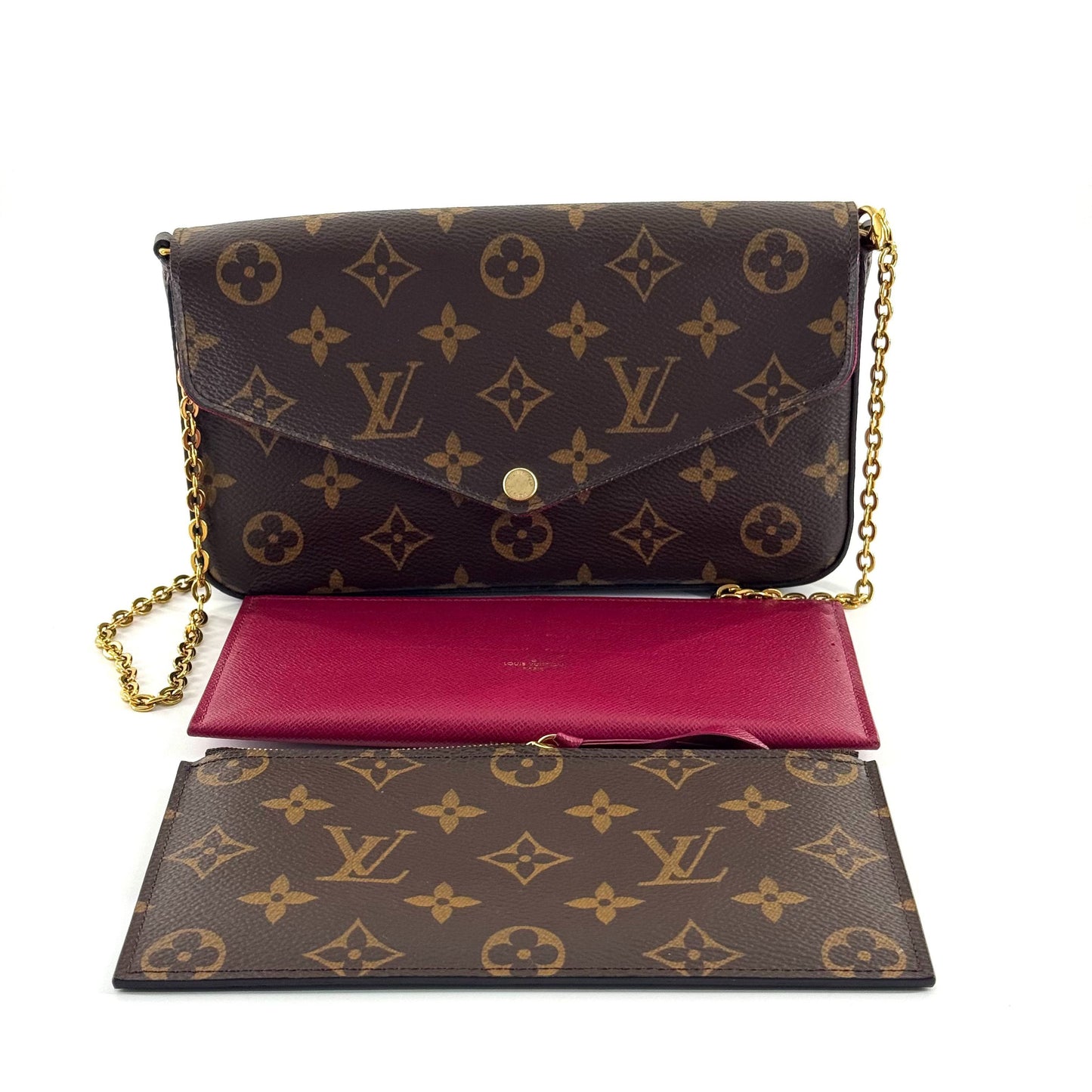 Louis Vuitton - Pochette Félicie - Monogram coated canvas with grained leather trim and textile lining - Brown - (mini)