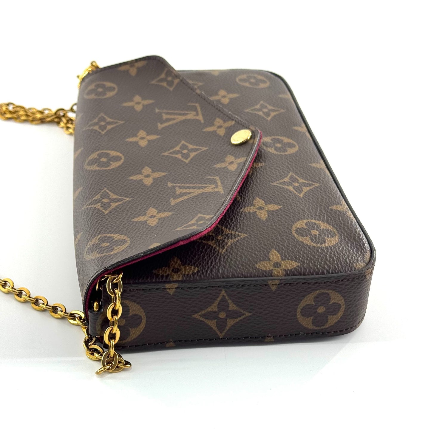 Louis Vuitton - Pochette Félicie - Monogram coated canvas with grained leather trim and textile lining - Brown - (mini)