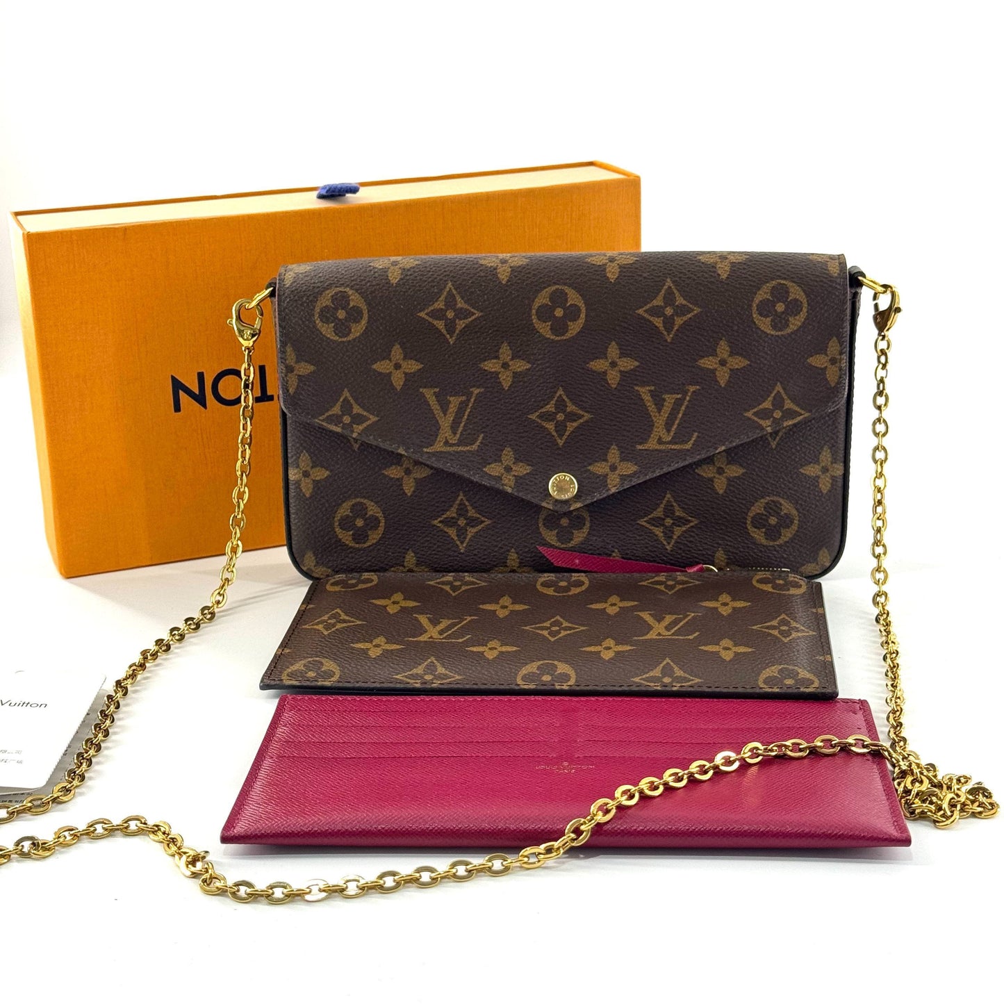 Louis Vuitton - Pochette Félicie - Monogram coated canvas with leather trim and interior lining - Brown with Fuchsia interior - (Small)