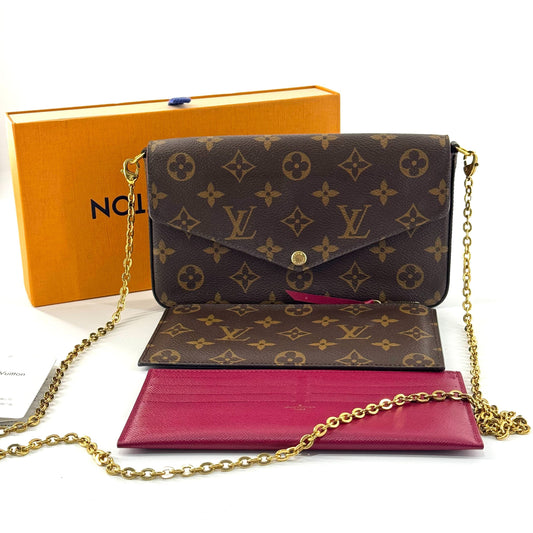 Louis Vuitton - Pochette Félicie - Monogram coated canvas with leather trim and interior lining - Brown with Fuchsia interior - (Small)