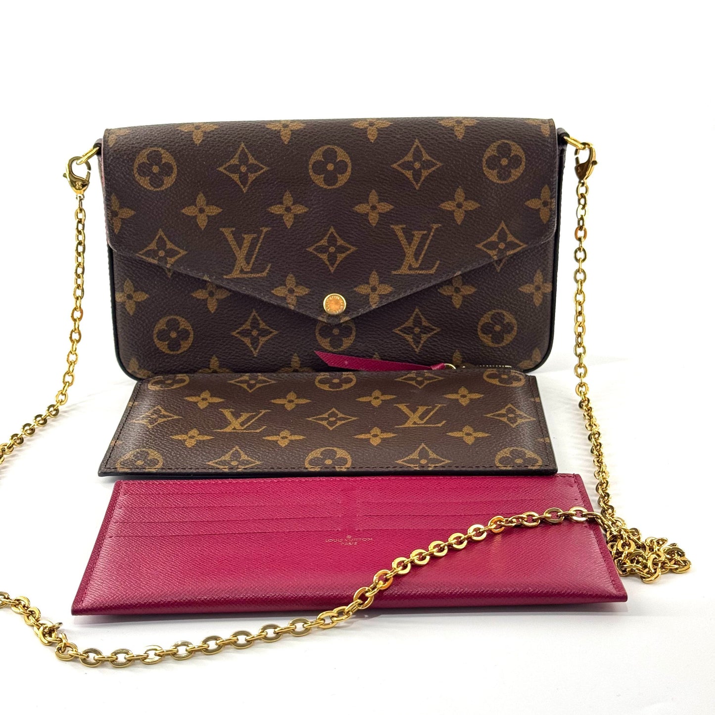 Louis Vuitton - Pochette Félicie - Monogram coated canvas with leather trim and interior lining - Brown with Fuchsia interior - (Small)