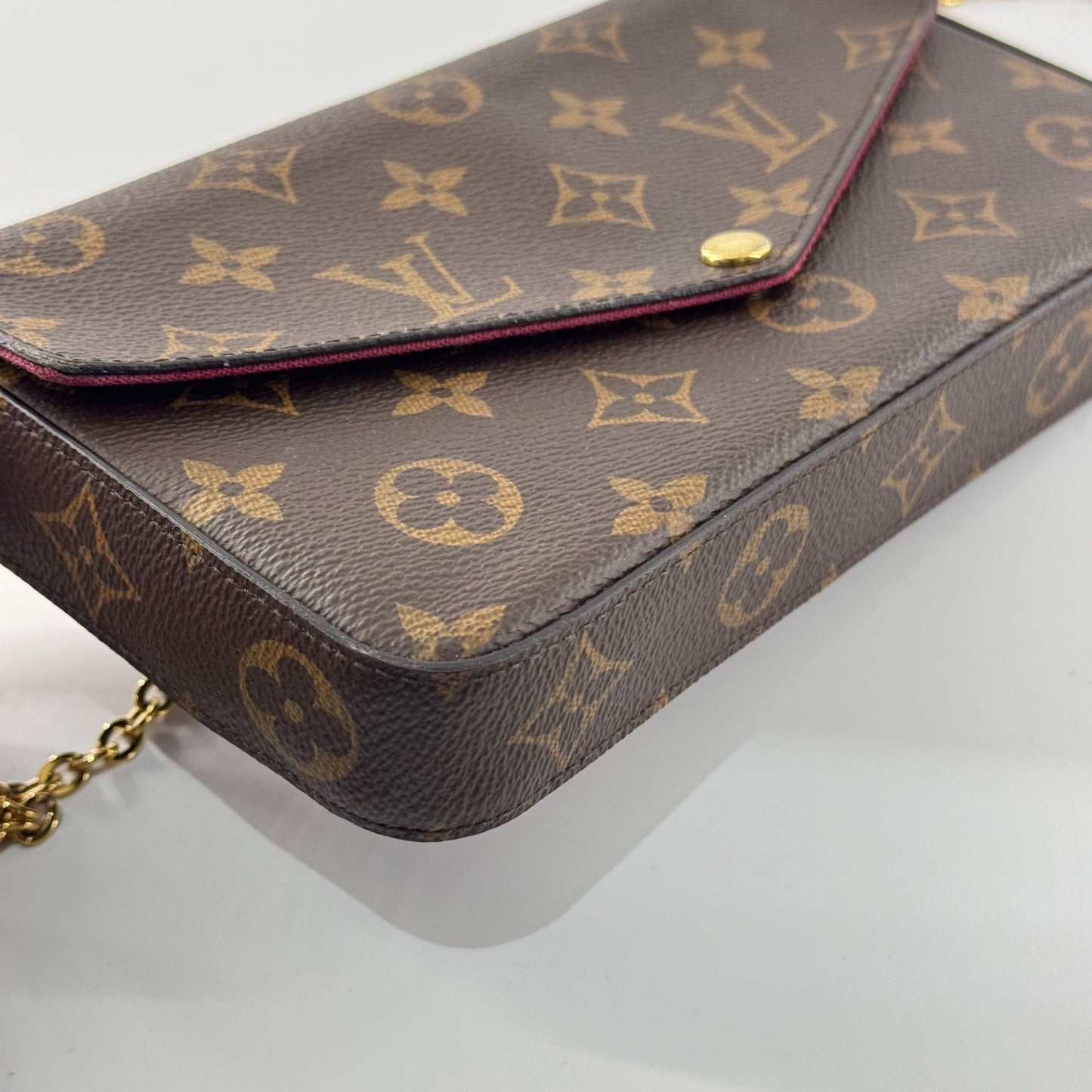 Louis Vuitton - Pochette Félicie - Monogram coated canvas with leather trim and interior lining - Brown with Fuchsia interior - (Small)