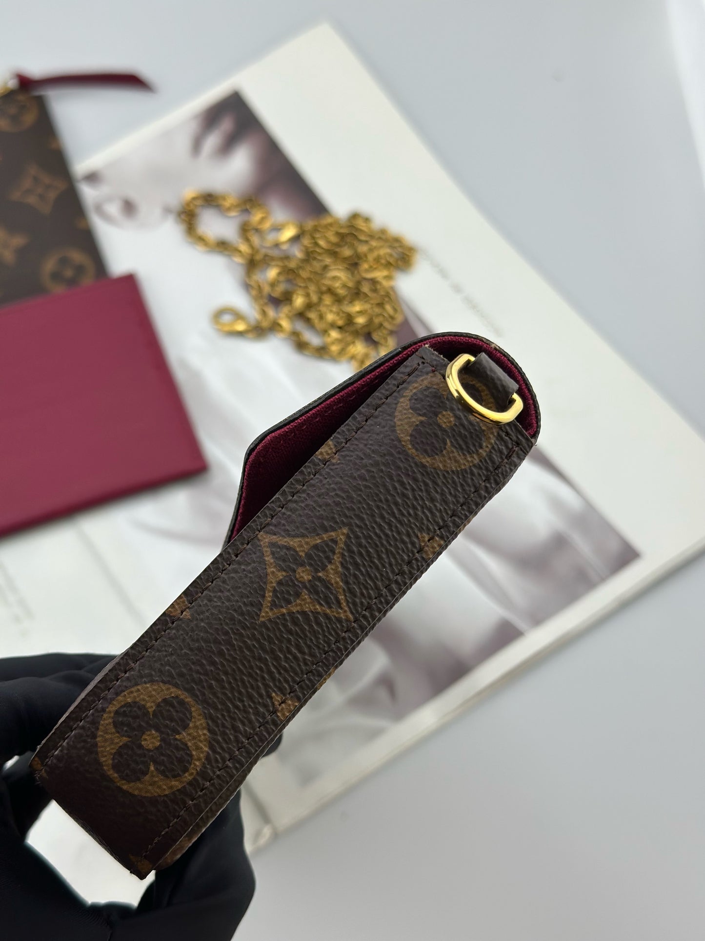 Louis Vuitton - Pochette Félicie - Monogram coated canvas with leather trim - Brown - (Small)