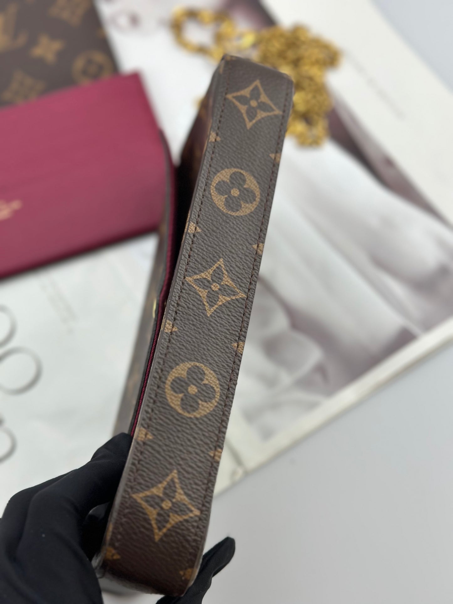 Louis Vuitton - Pochette Félicie - Monogram coated canvas with leather trim - Brown - (Small)