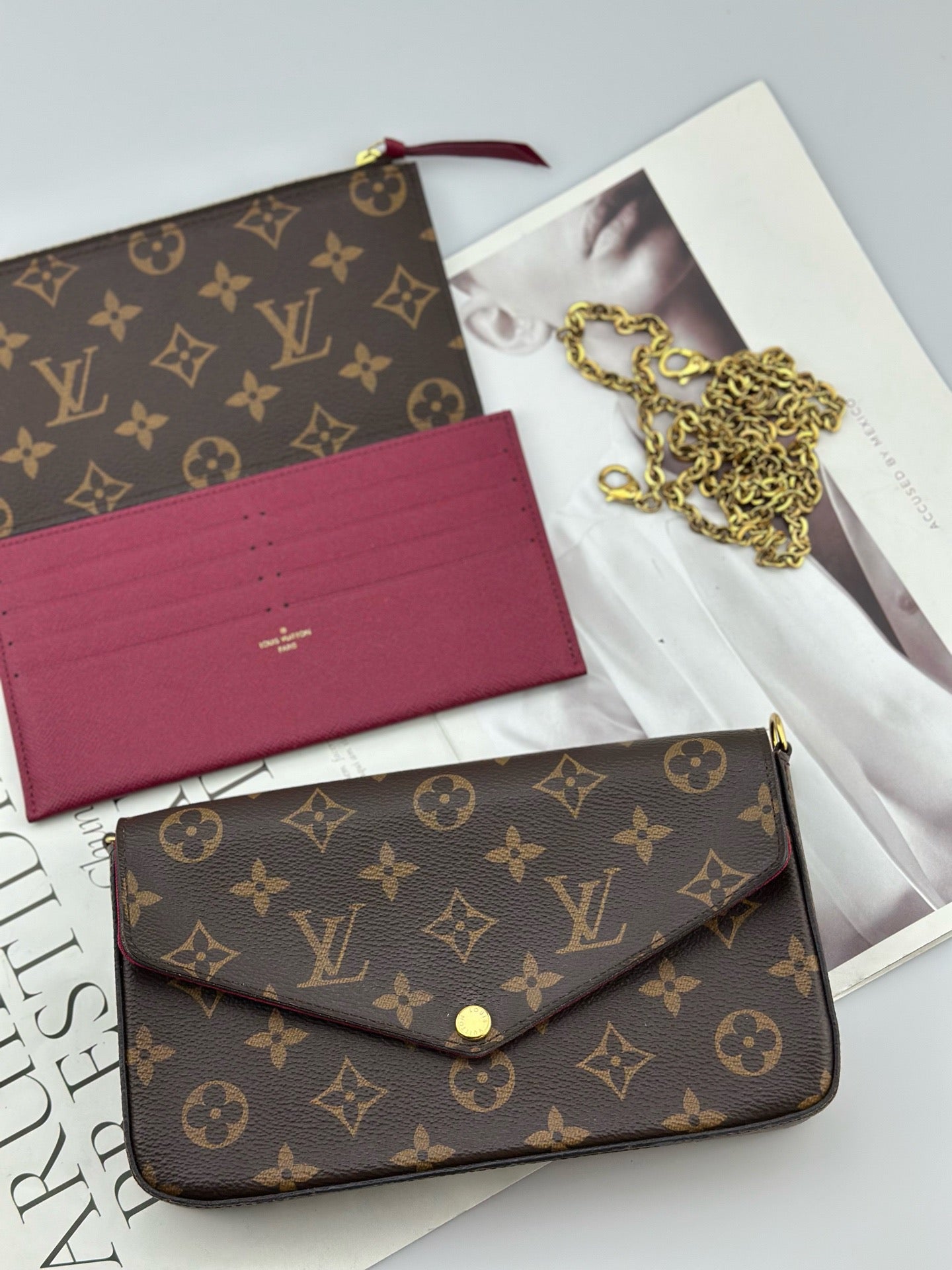 Louis Vuitton - Pochette Félicie - Monogram coated canvas with leather trim - Brown - (Small)
