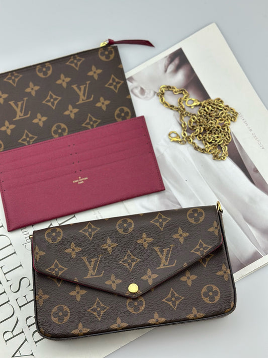 Louis Vuitton - Pochette Félicie - Monogram coated canvas with leather trim - Brown - (Small)