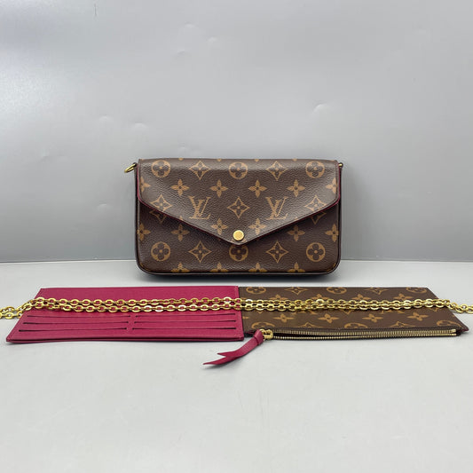 Louis Vuitton - Pochette Félicie - Monogram coated canvas with leather trim - Brown with Red interior - (mini)