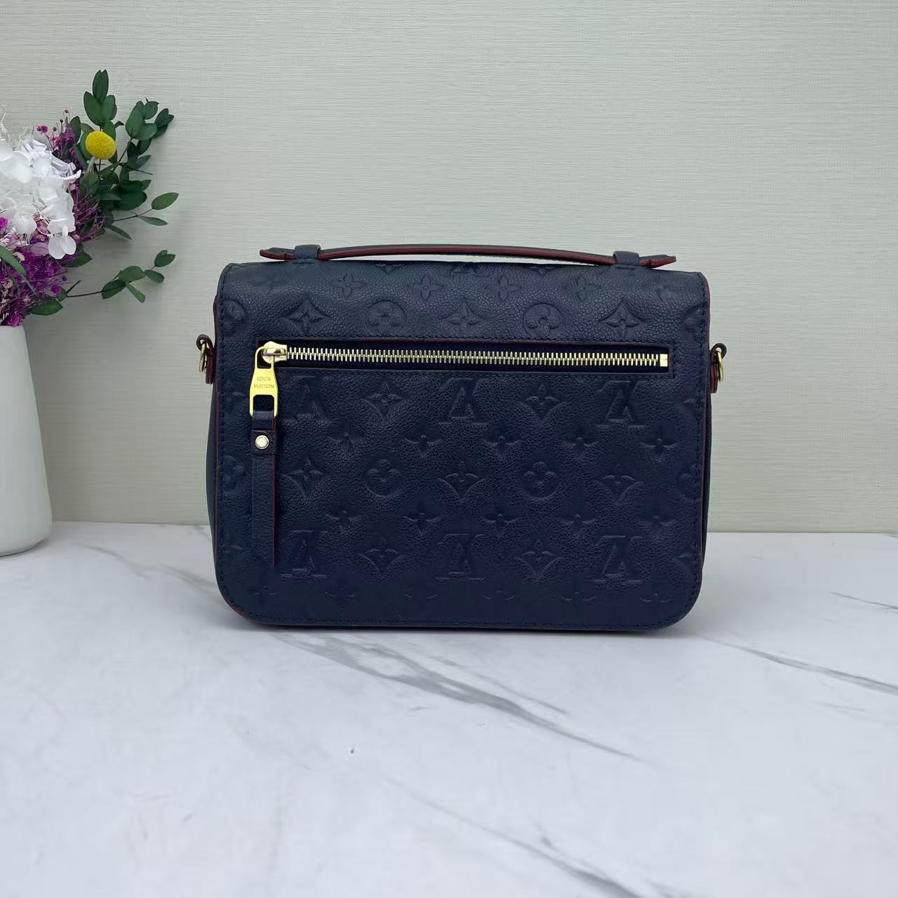 Louis Vuitton - Pochette Métis - Monogram Empreinte leather - Blue with Dark Red Trim - (medium)