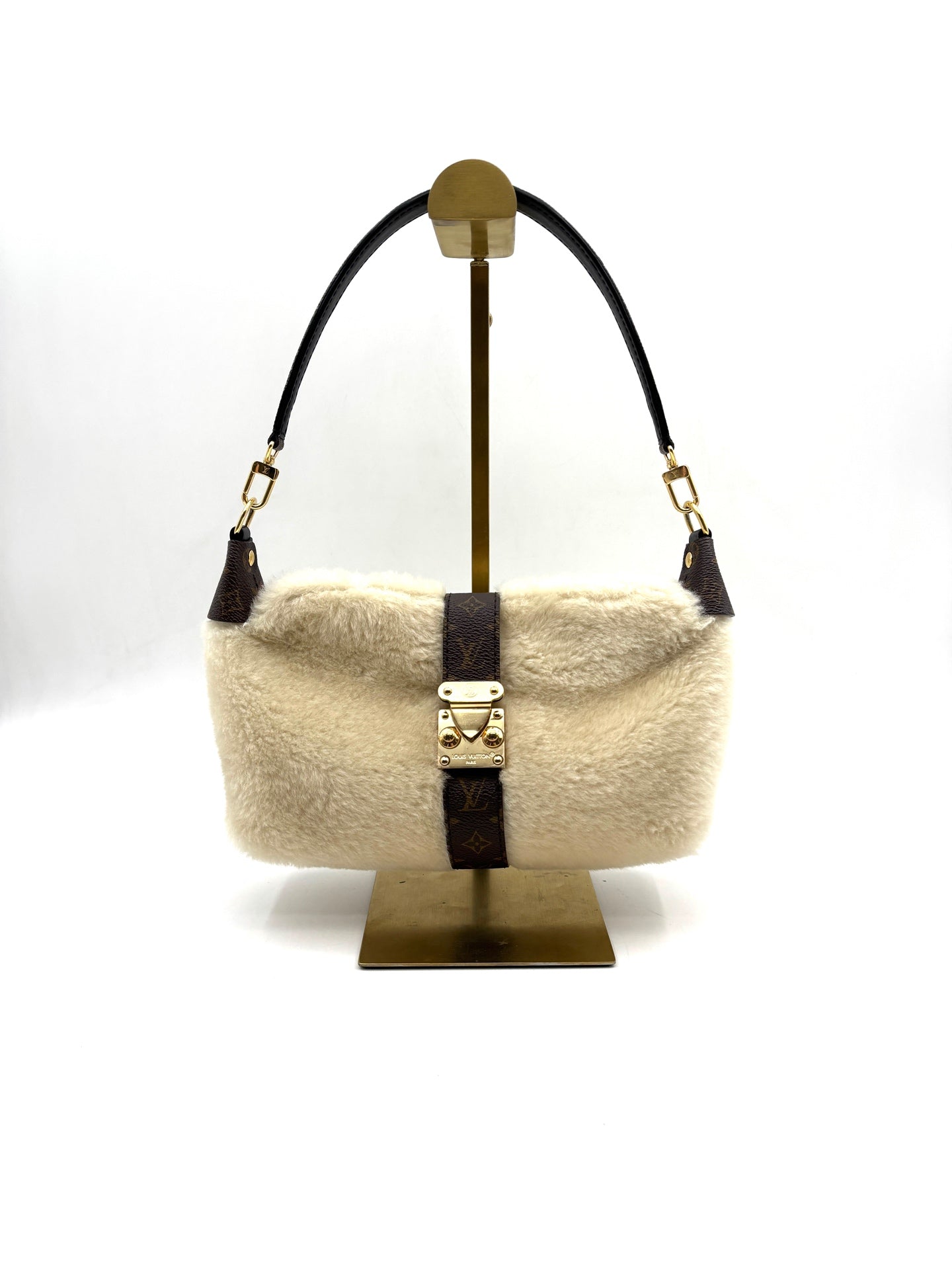 Louis Vuitton - Pochette Mia - Lamb fur with Monogram canvas trim - Beige with Brown accents - (Small)