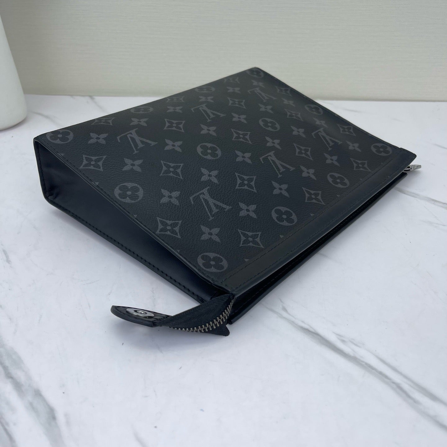 Louis Vuitton - Pochette Voyage GM - Monogram Eclipse Canvas with Leather Trim - Black - (large)