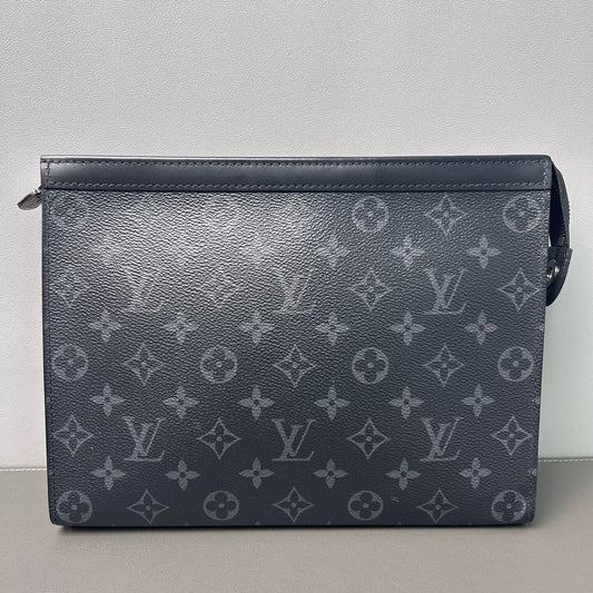 Louis Vuitton - Pochette Voyage - Monogram Eclipse coated canvas with leather trim - Black - (medium)