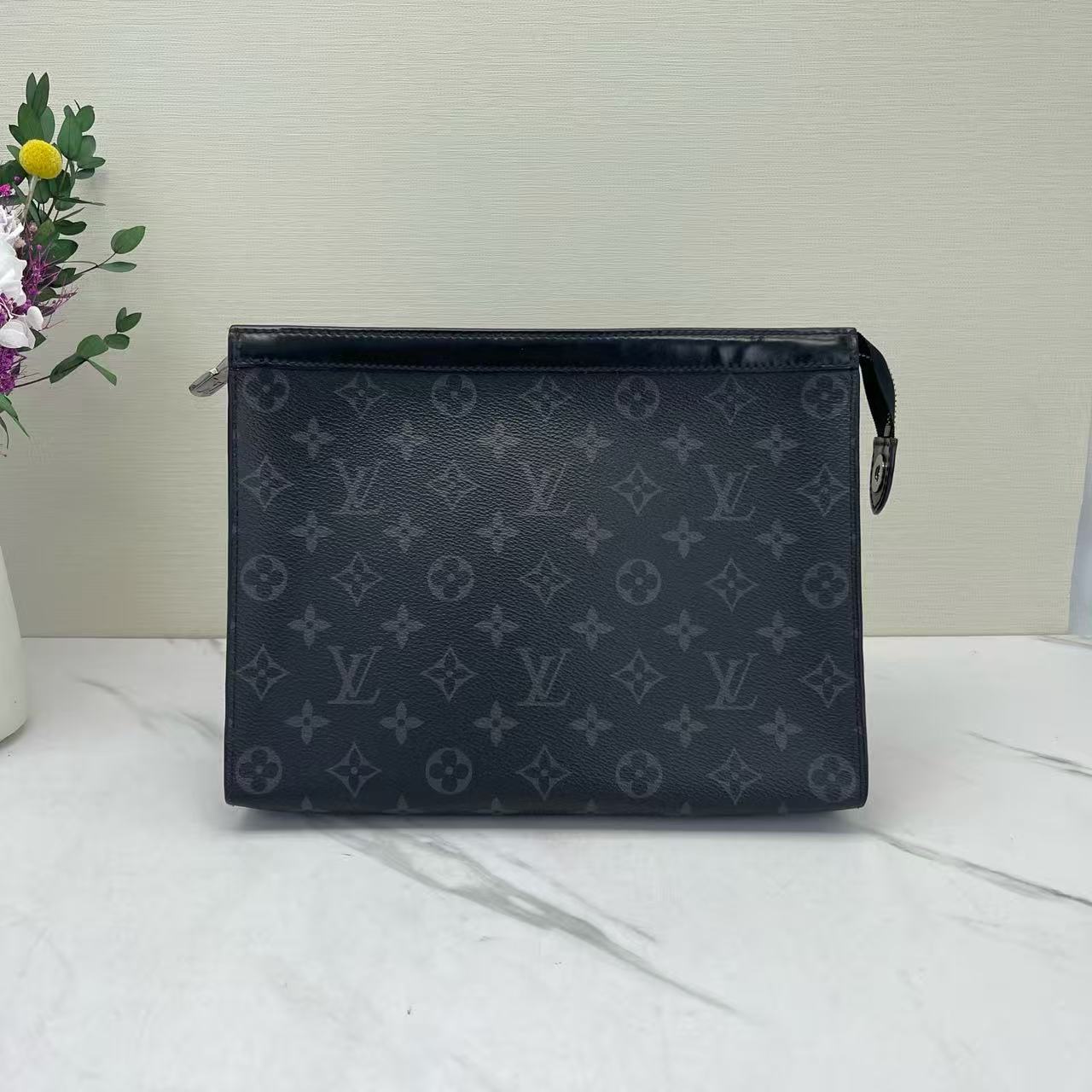 Louis Vuitton - Pochette Voyage - Monogram Eclipse coated canvas with leather trim - Black - (medium)