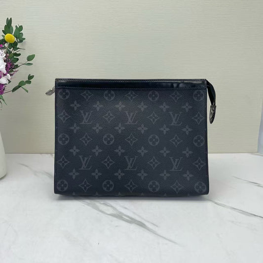 Louis Vuitton - Pochette Voyage - Monogram Eclipse coated canvas with leather trim - Black - (medium)