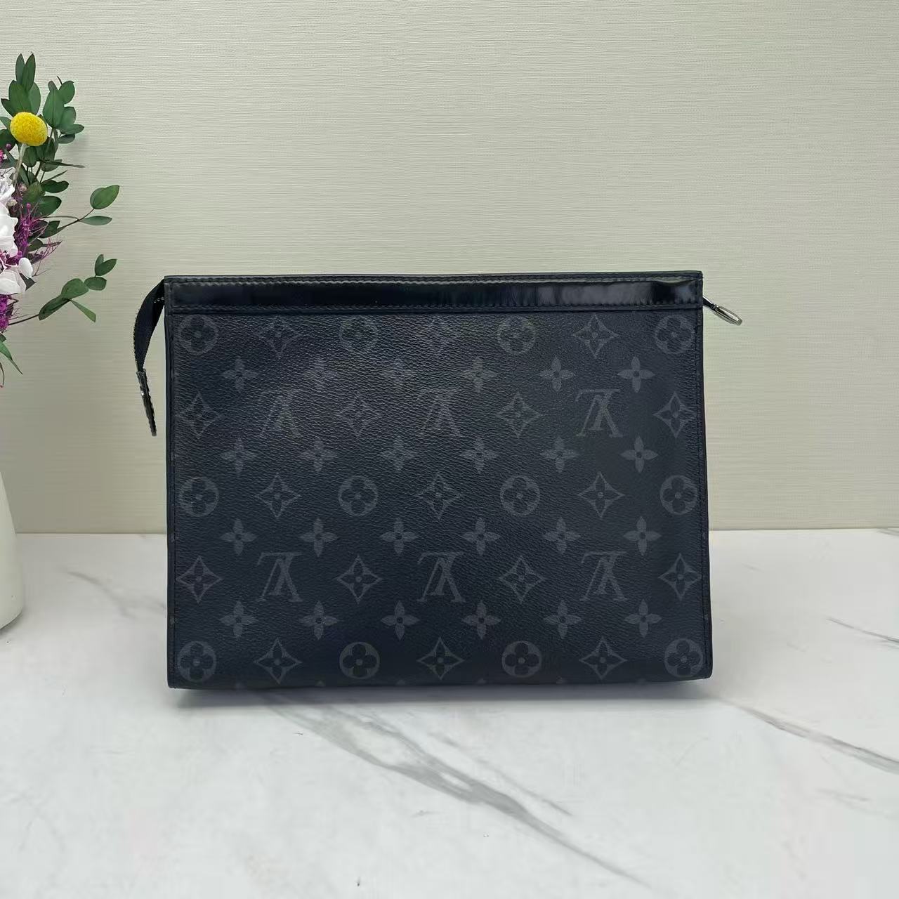 Louis Vuitton - Pochette Voyage - Monogram Eclipse coated canvas with leather trim - Black - (medium)