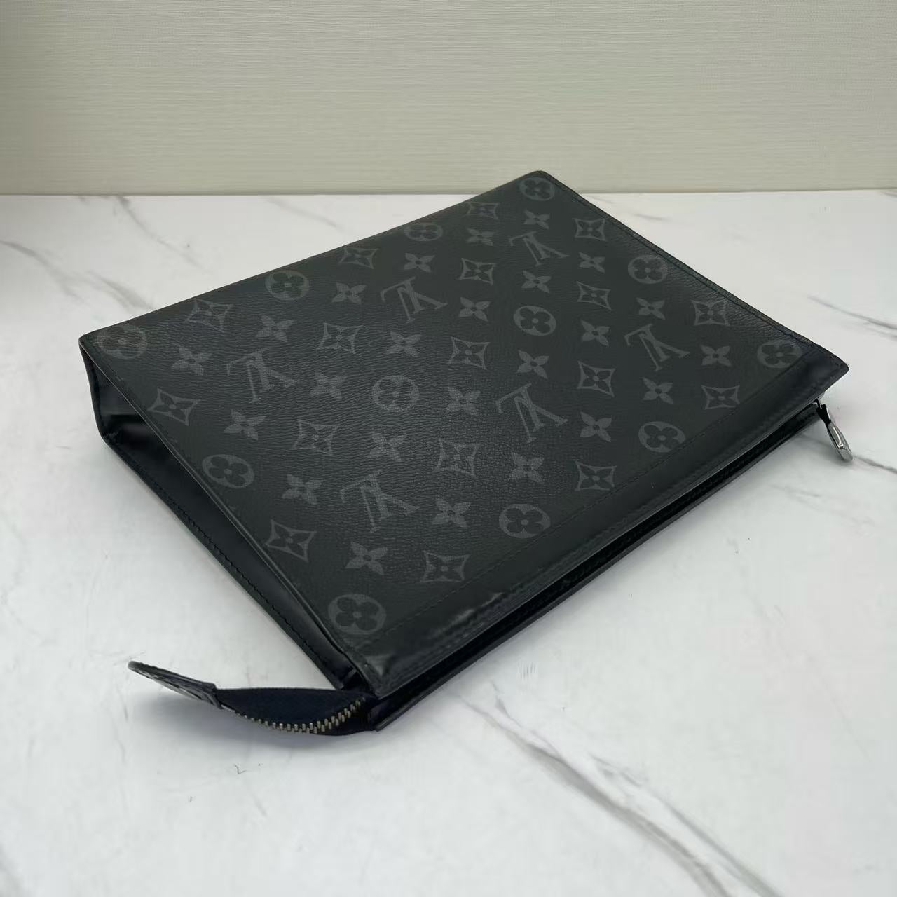 Louis Vuitton - Pochette Voyage - Monogram Eclipse coated canvas with leather trim - Black - (medium)