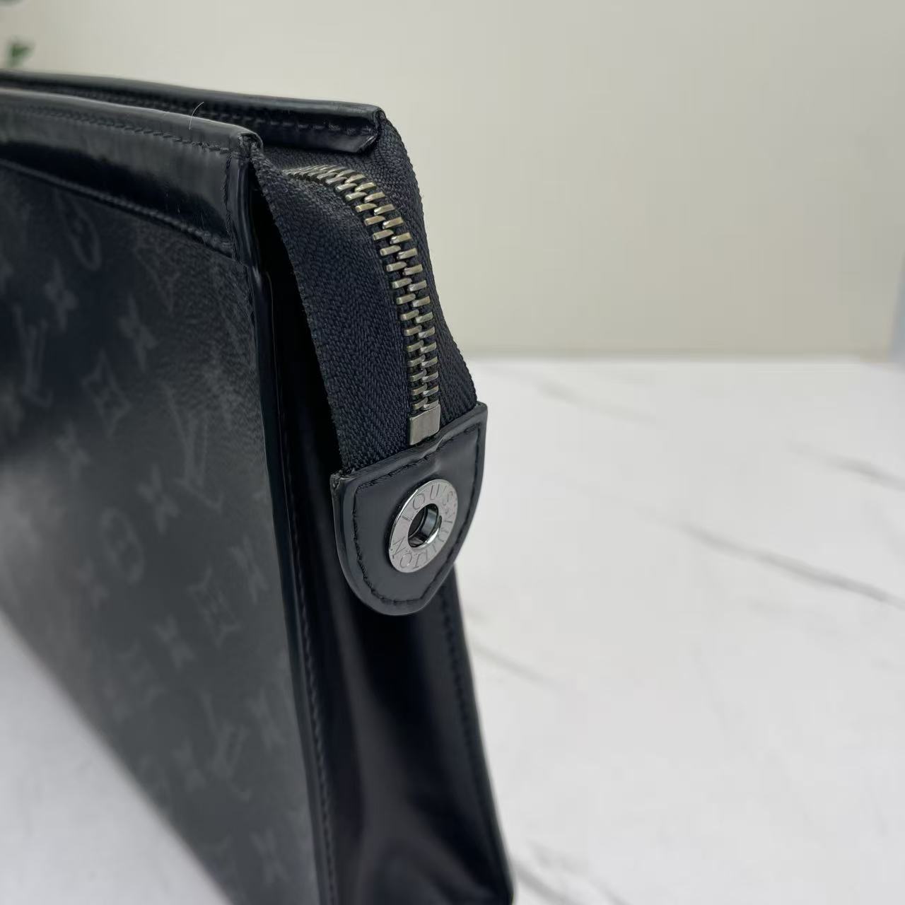 Louis Vuitton - Pochette Voyage - Monogram Eclipse coated canvas with leather trim - Black - (medium)