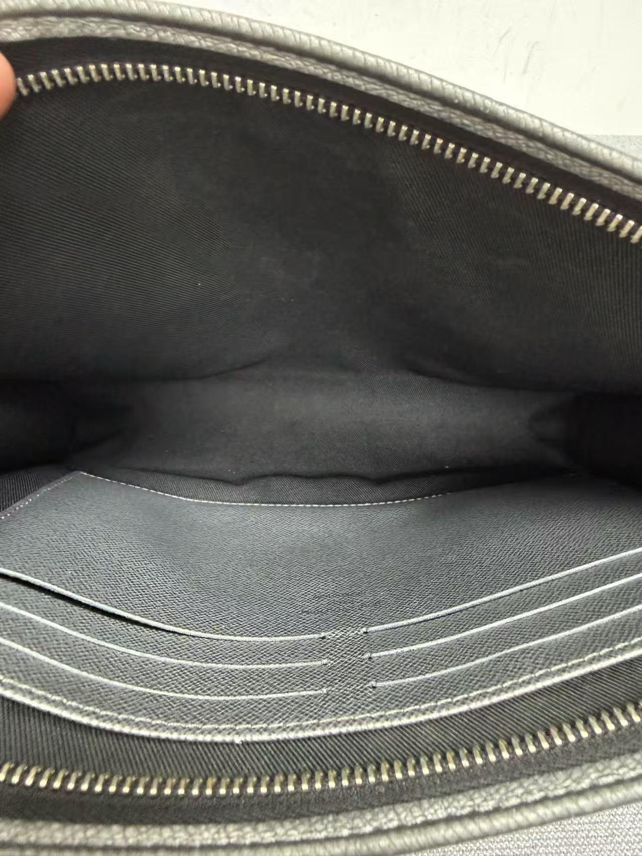 Louis Vuitton - Pochette Voyage - Monogram Eclipse Reverse coated canvas with leather trim - Grey with darker grey monogram - (Medium)