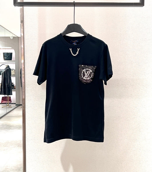 Louis Vuitton - Pocket Sequin Monogram T-Shirt - Cotton - Black - (M)