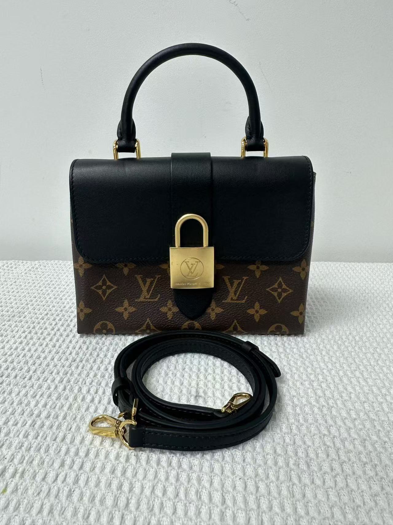 Louis Vuitton - Sac Plat BB - Monogram coated canvas and smooth cowhide leather - Black and Brown with Gold-tone Hardware - (Mini)