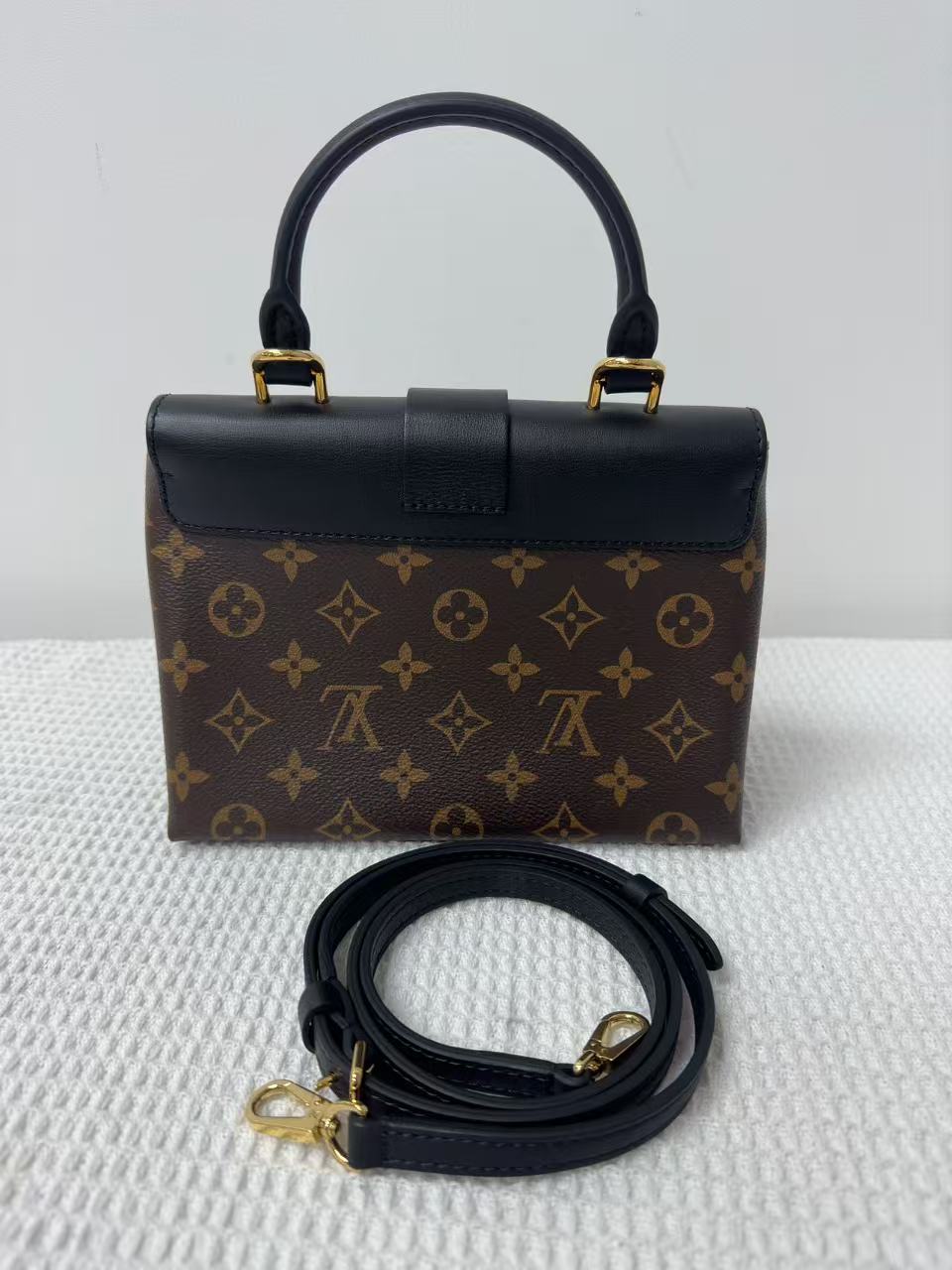 Louis Vuitton - Sac Plat BB - Monogram coated canvas and smooth cowhide leather - Black and Brown with Gold-tone Hardware - (Mini)