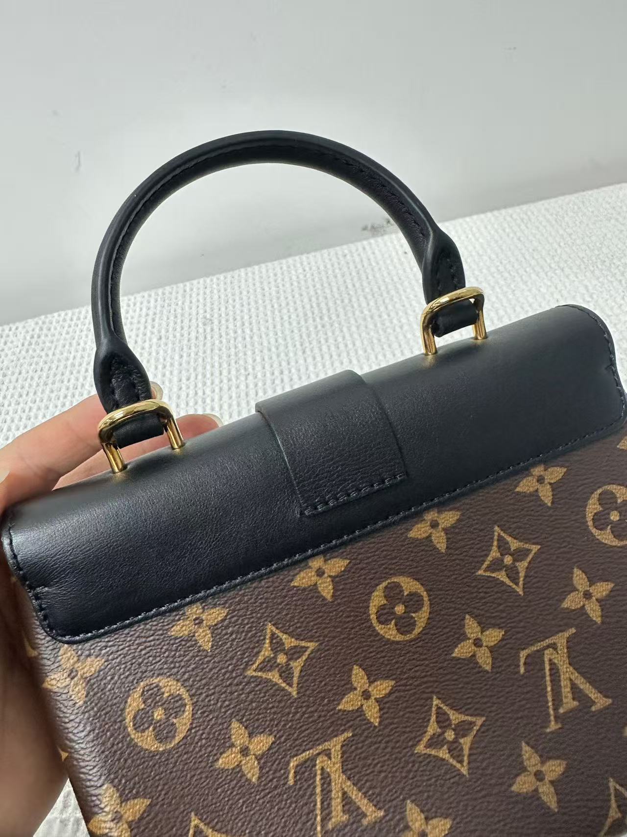 Louis Vuitton - Sac Plat BB - Monogram coated canvas and smooth cowhide leather - Black and Brown with Gold-tone Hardware - (Mini)