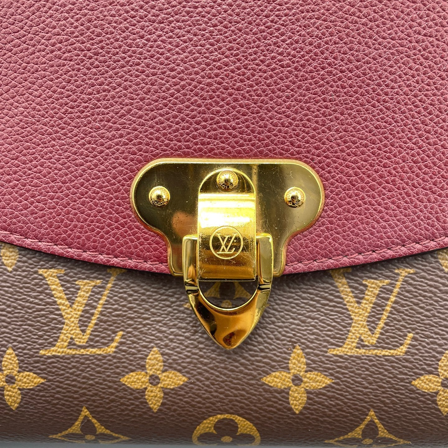 Louis Vuitton - Saint Placide - Monogram coated canvas with grained leather trim - Brown and Burgundy - (medium)