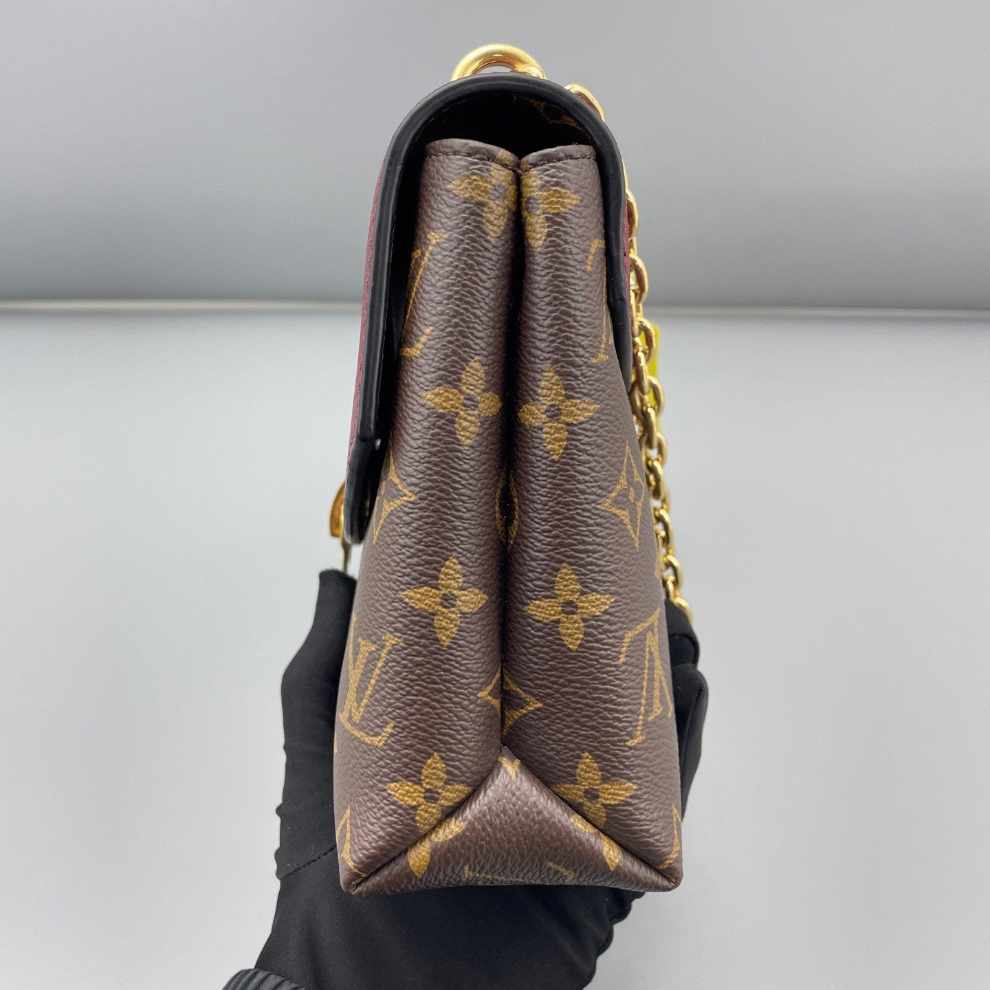 Louis Vuitton - Saint Placide - Monogram coated canvas with grained leather trim - Brown and Burgundy - (medium)
