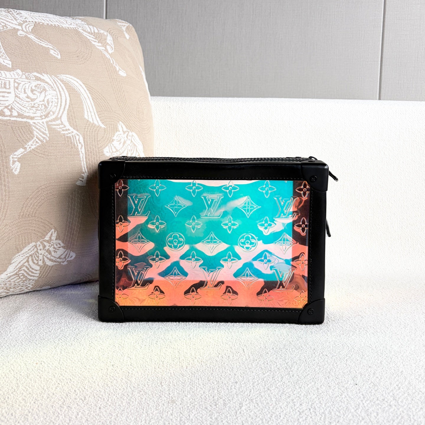 Louis Vuitton - Soft Trunk Pouch - Iridescent Monogram PVC and black leather - Multicolour - (medium)