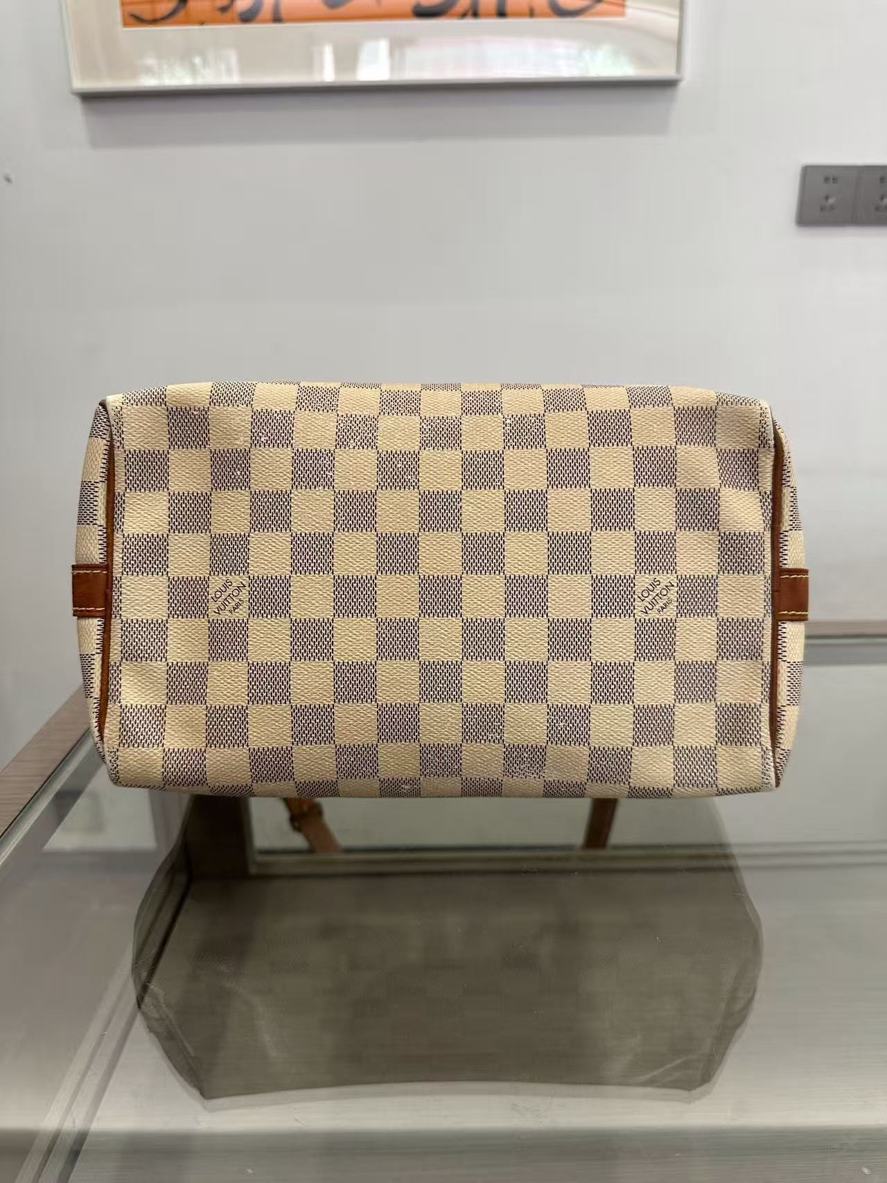 Louis Vuitton - Speedy 25 Bandoulière - Coated canvas with Vachetta leather trim - Cream and Blue - (Small)