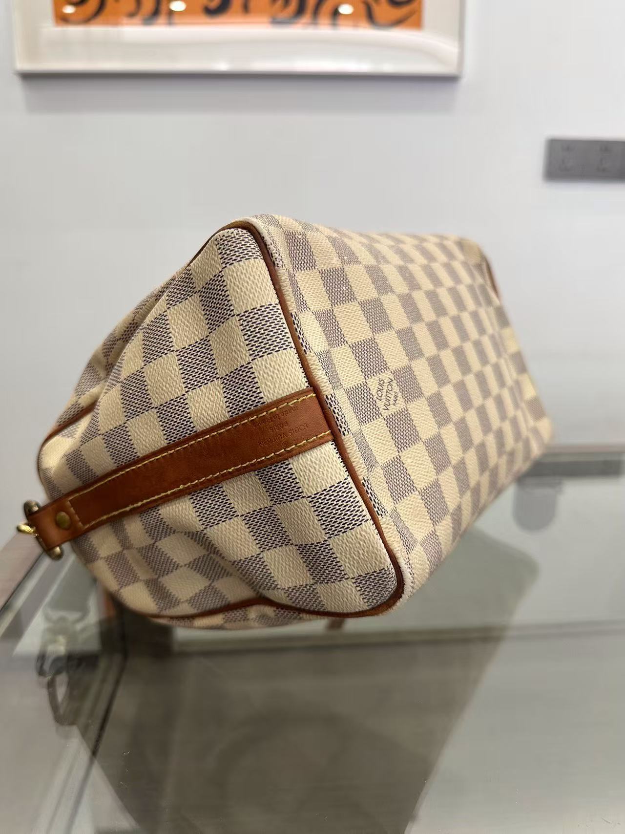 Louis Vuitton - Speedy 25 Bandoulière - Coated canvas with Vachetta leather trim - Cream and Blue - (Small)