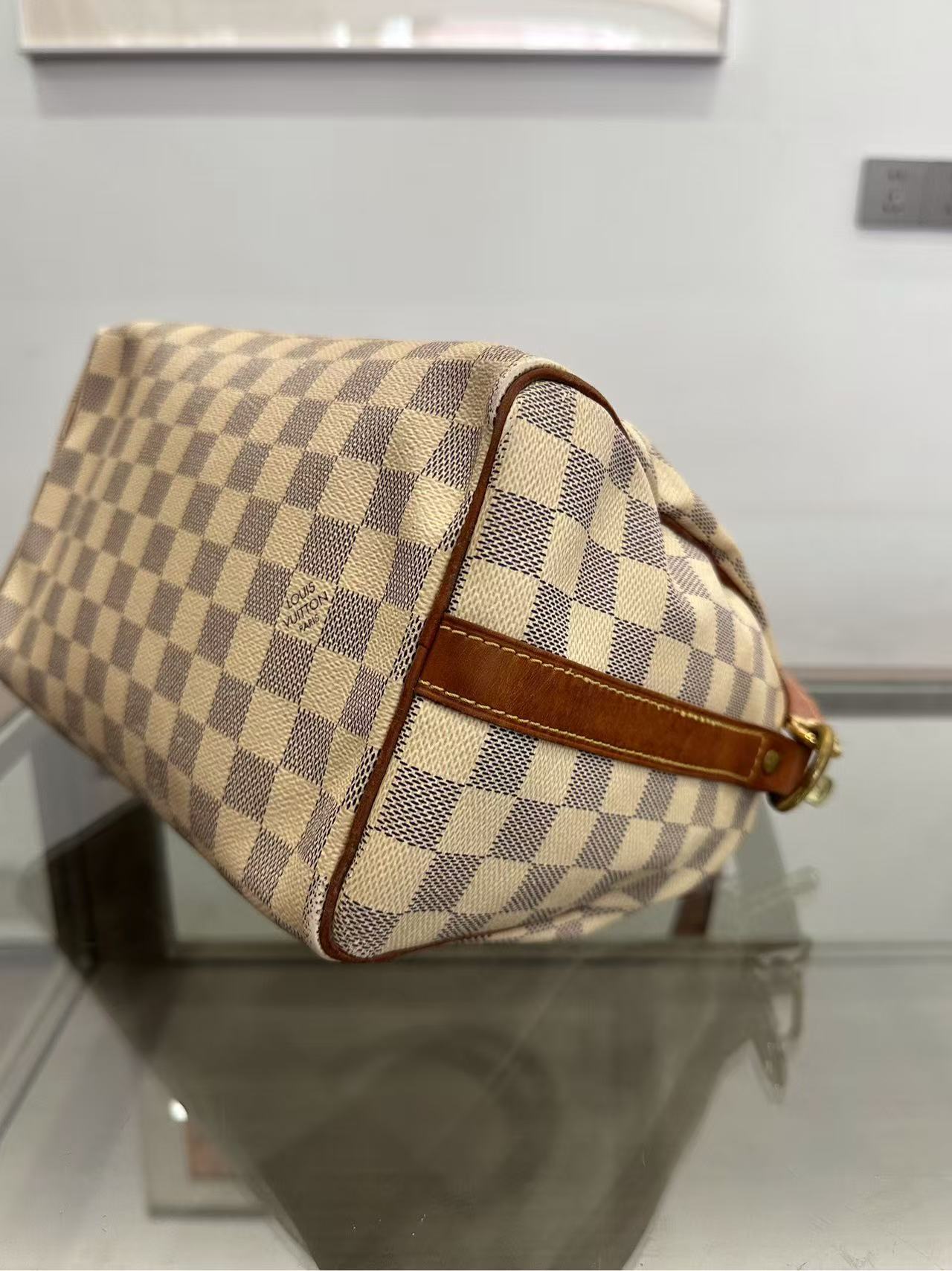Louis Vuitton - Speedy 25 Bandoulière - Coated canvas with Vachetta leather trim - Cream and Blue - (Small)