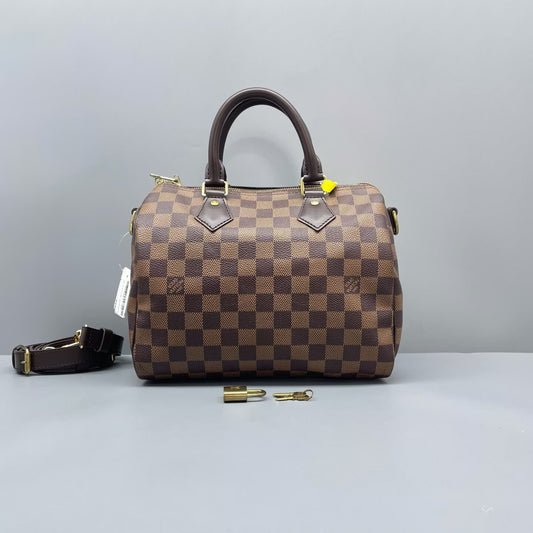 Louis Vuitton - Speedy 25 Bandoulière - Damier Ebene coated canvas with smooth leather trim - Brown - (Small)